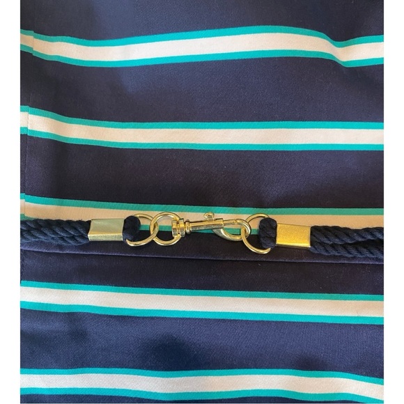 Tommy Hilfiger Blue White Striped Belted Sleeveless Sheath Dress Size 10 - Picture 5 of 9